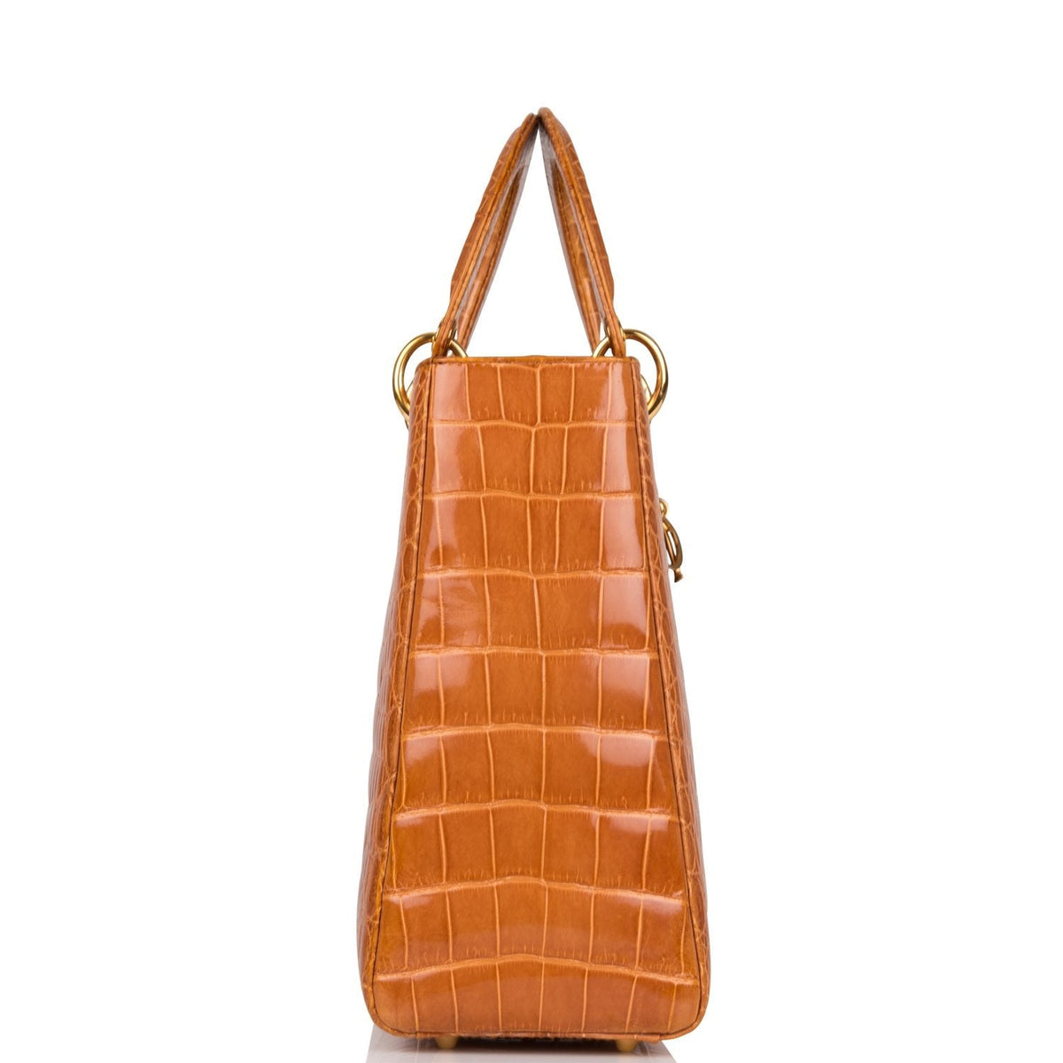 Christian Dior Honey Large Lady Dior Alligator Tote Gold Hardware Dior