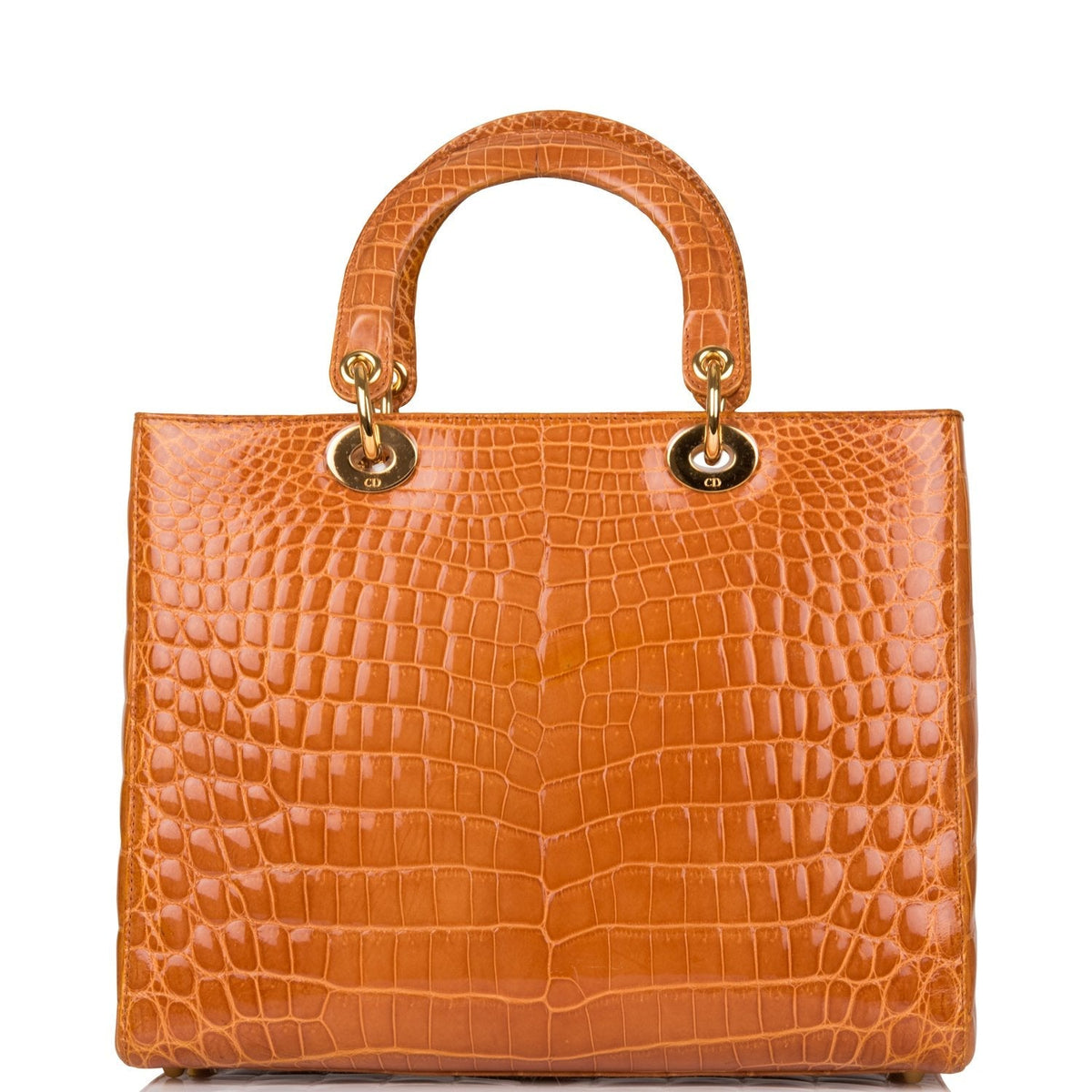 Christian Dior Honey Large Lady Dior Alligator Tote Gold Hardware Dior