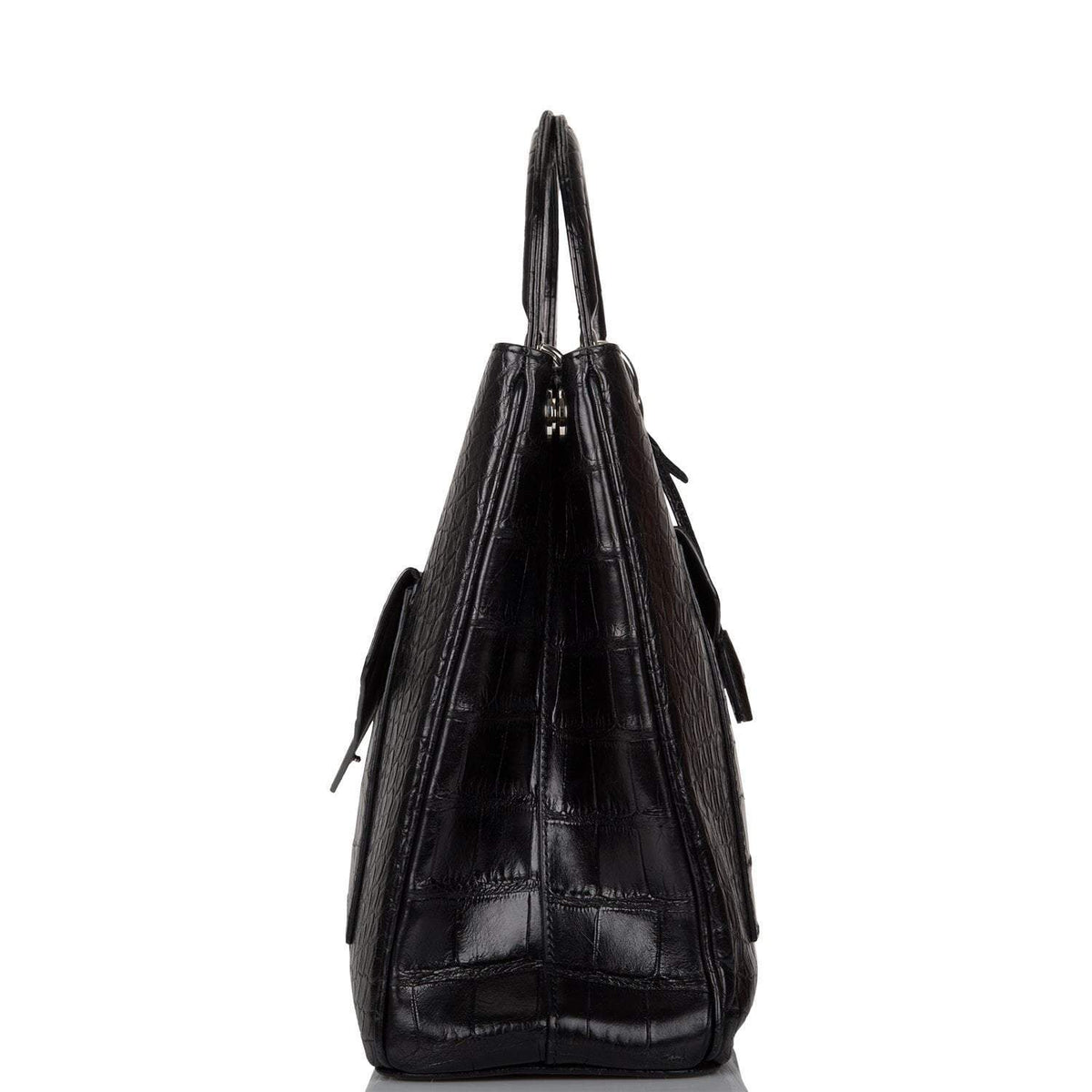 Christian Dior Black Diorissimo Pocket Matte Alligator Tote Silver Hardware Dior
