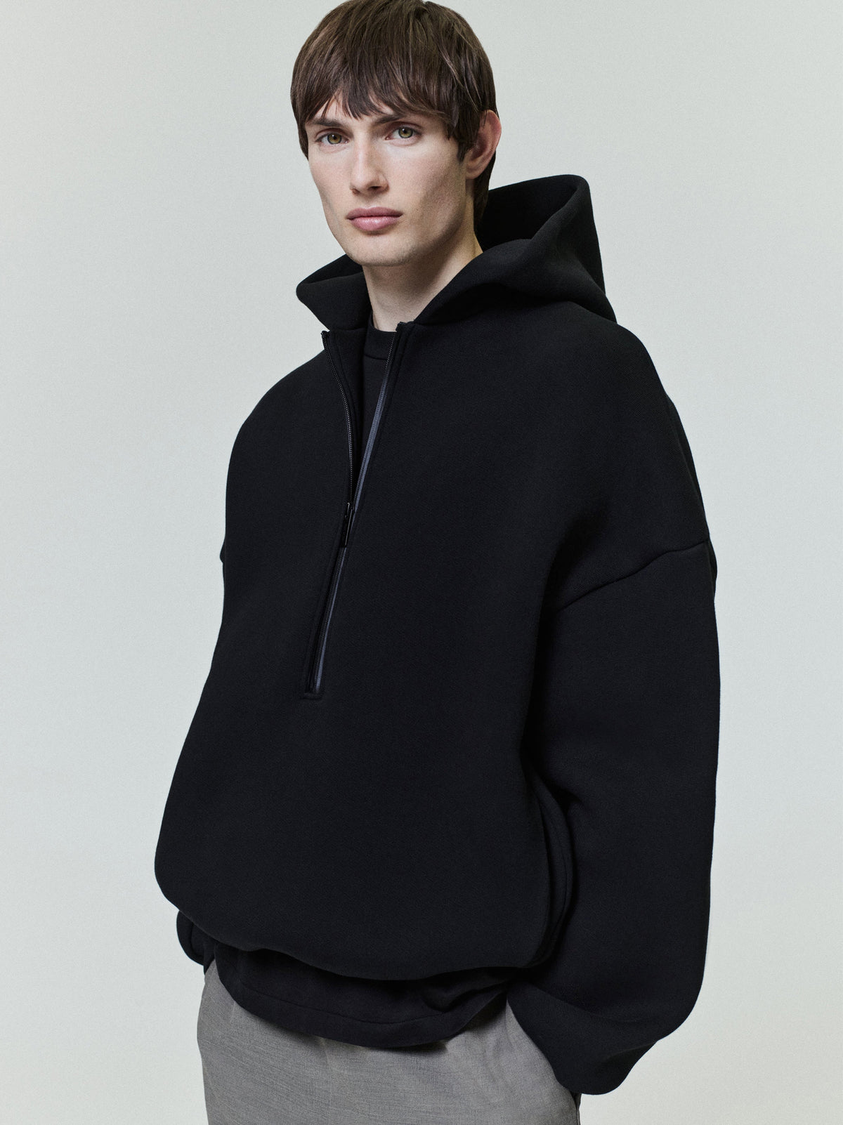 Fear of God Athletics Half Zip Hoodie - Heavy Cotton Fleece Black BagAg