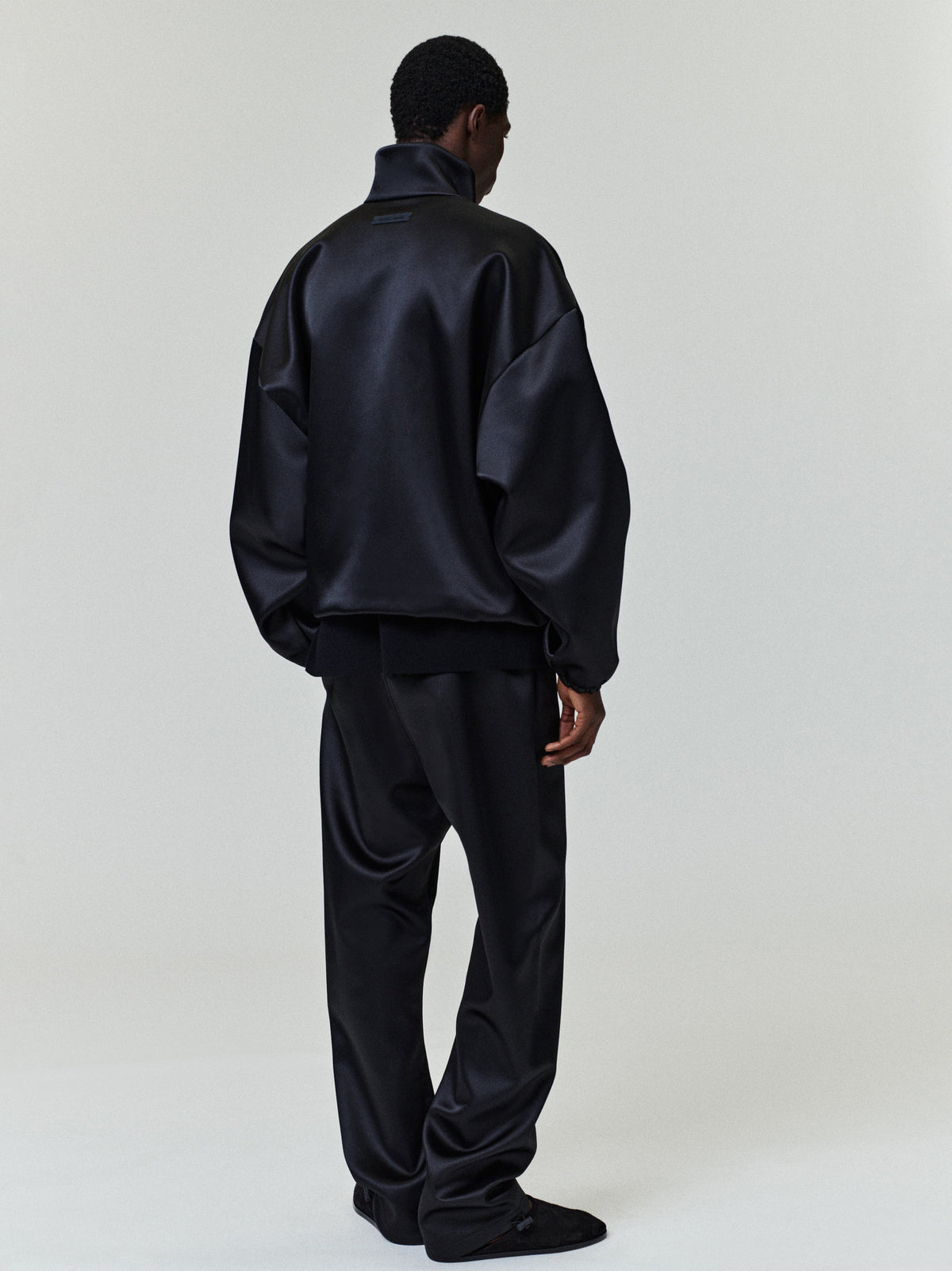Fear of God Essentials Bonded Satin Relaxed Track Pant Black BagAg
