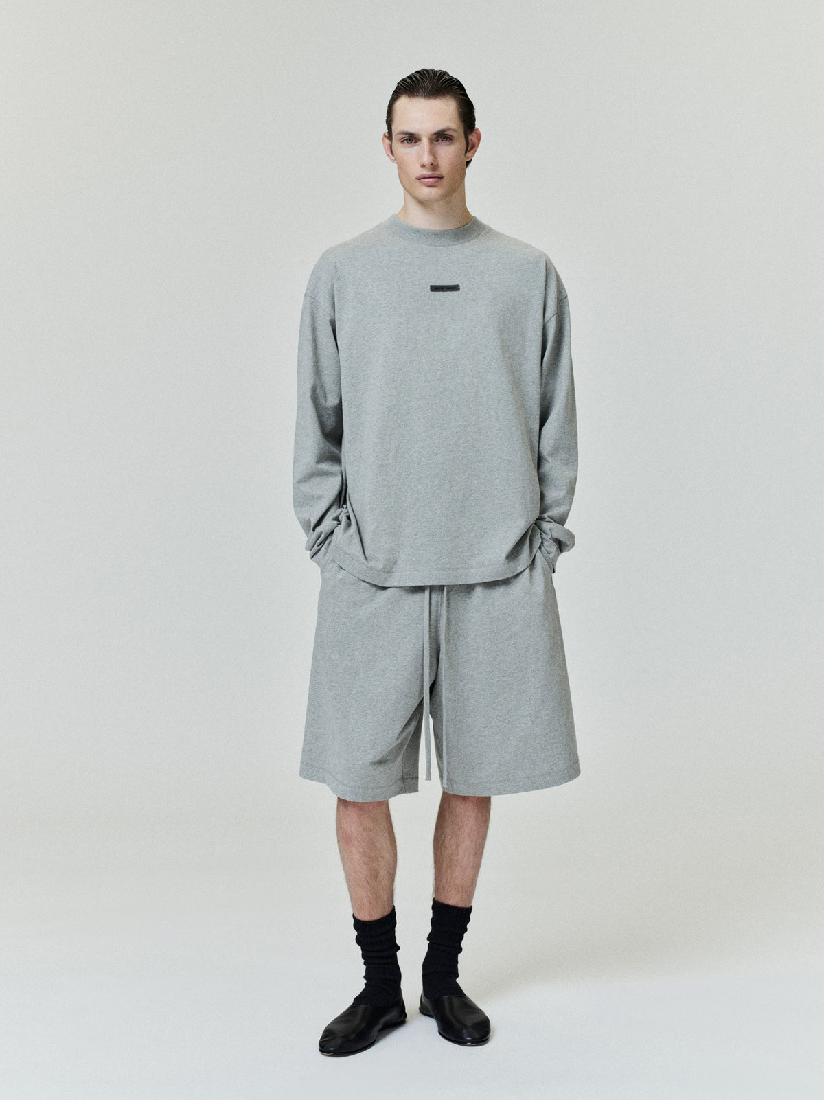Fear of God Essentials Classic Long Sleeve Cotton Jersey Tee Soft Taupe BagAg