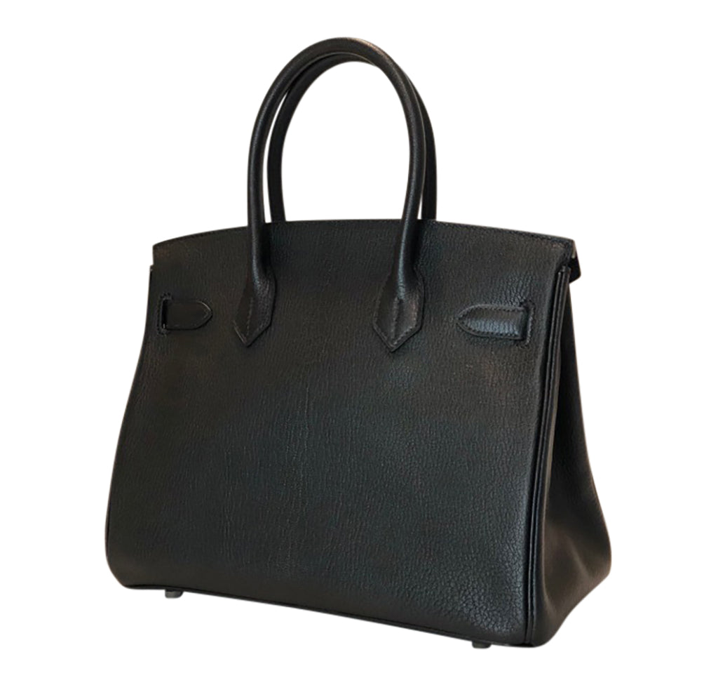 Hermès Birkin 30 Special Order Black/Gris Chevre PHW Crowned Bag