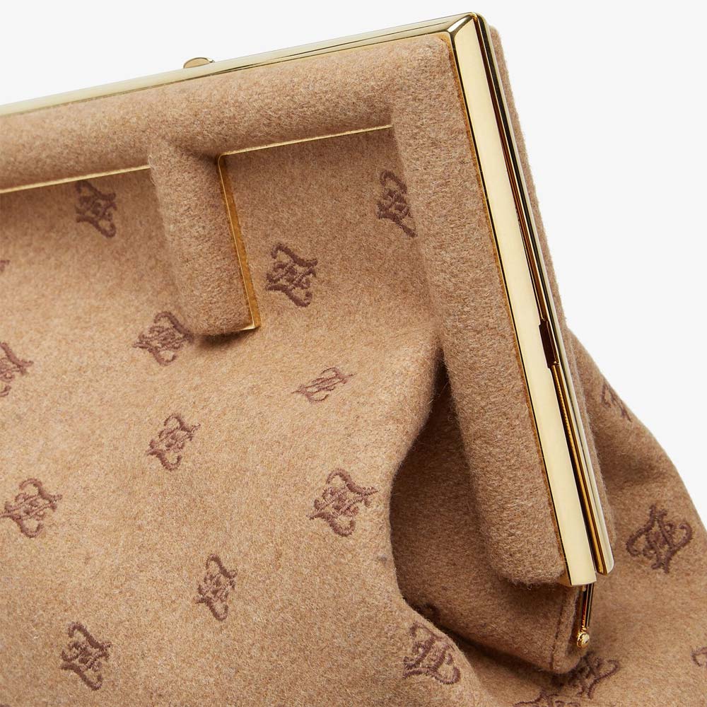 FENDI FIRST MEDIUM Beige Flannel Bag with Embroidery Fendi