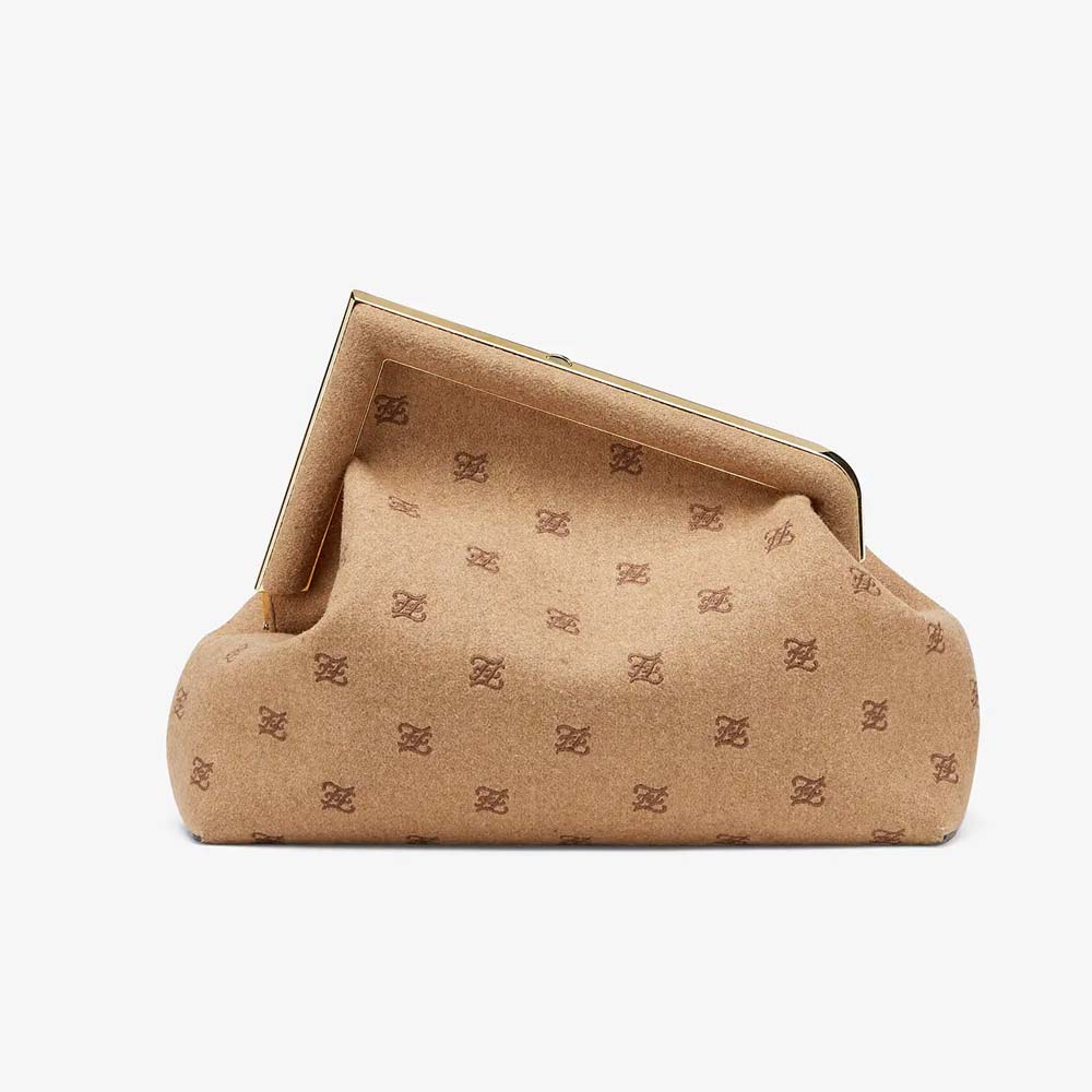 FENDI FIRST MEDIUM Beige Flannel Bag with Embroidery Fendi