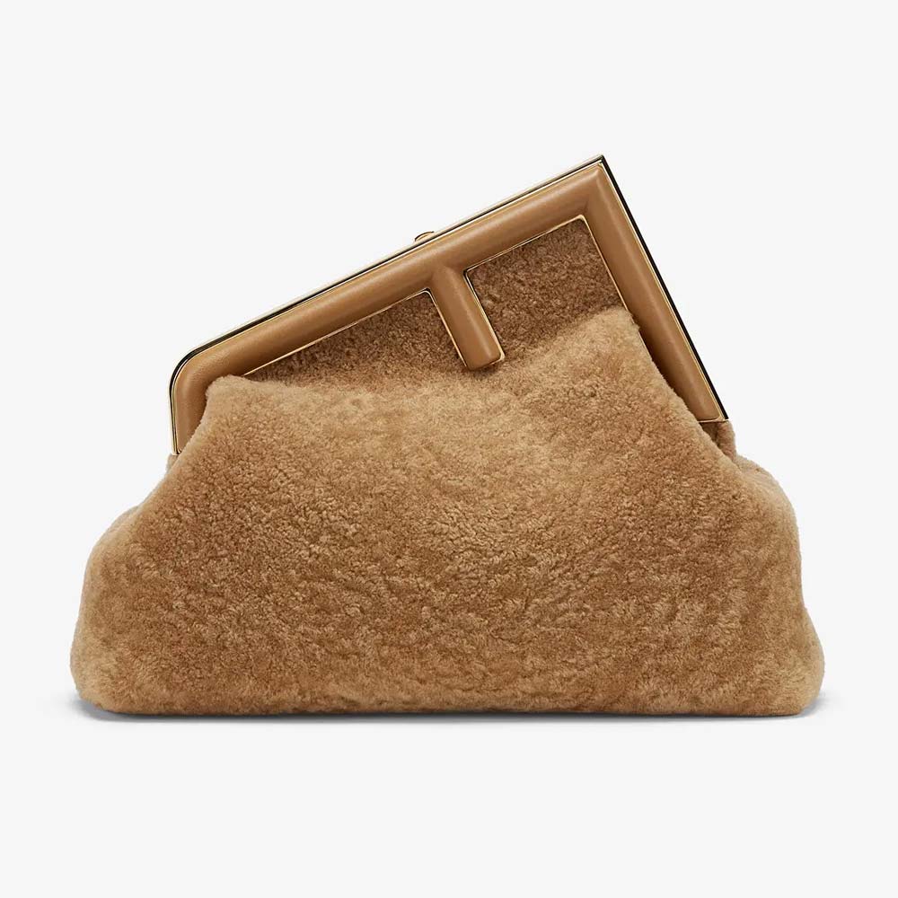 FENDI FIRST MEDIUM Beige Sheepskin Bag Fendi