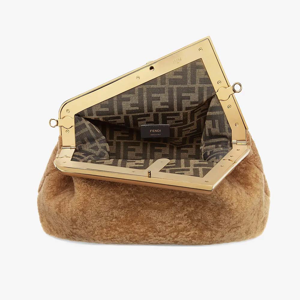FENDI FIRST MEDIUM Beige Sheepskin Bag Fendi