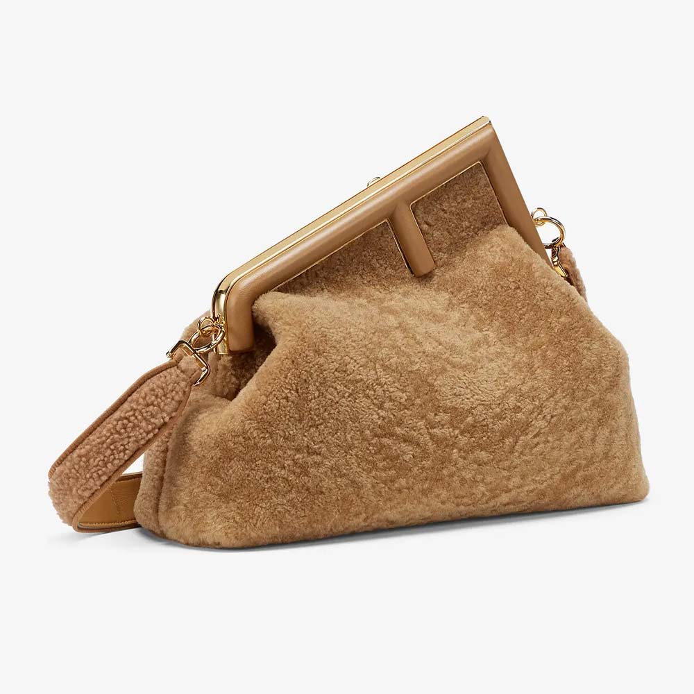 FENDI FIRST MEDIUM Beige Sheepskin Bag Fendi