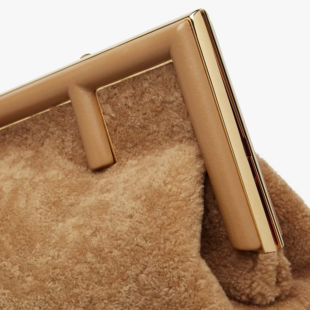 FENDI FIRST MEDIUM Beige Sheepskin Bag Fendi