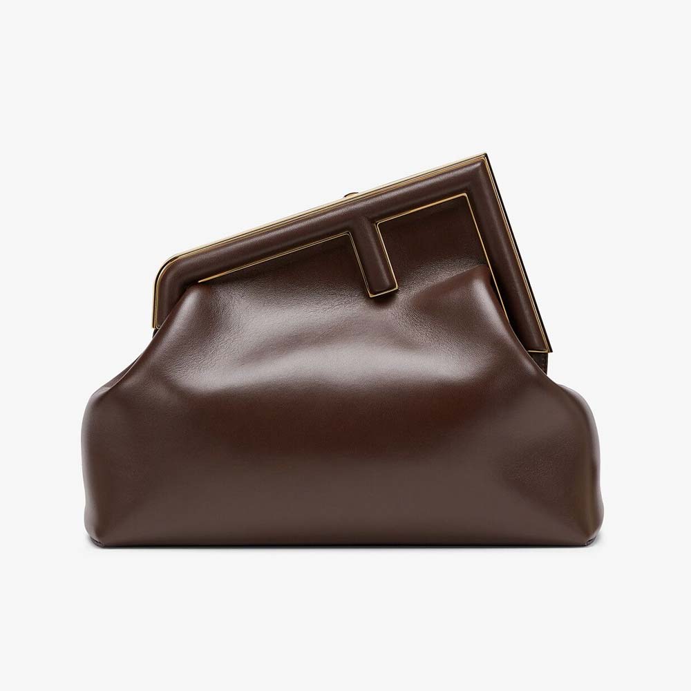 FENDI FIRST MEDIUM Dark Brown Leather Bag Fendi