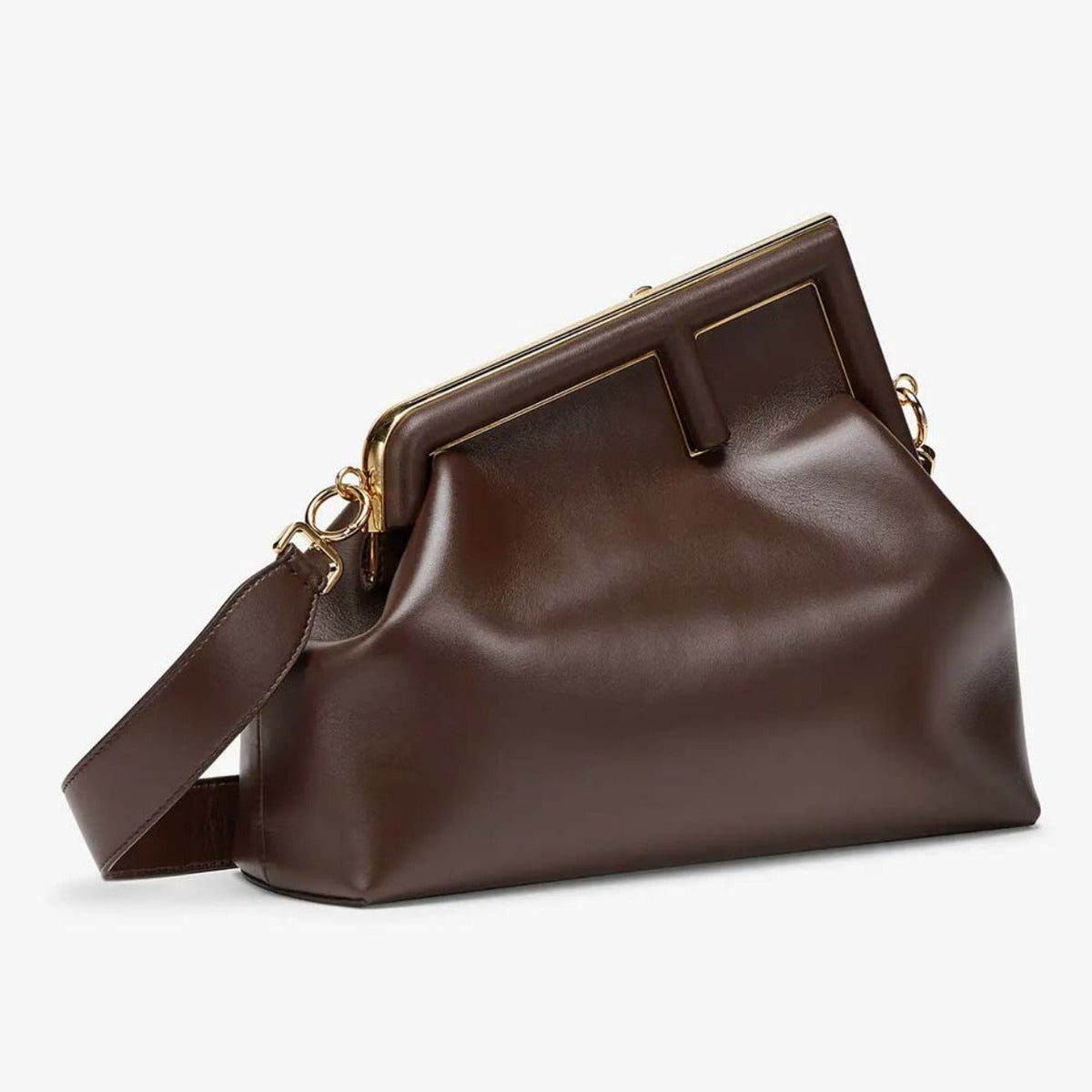 FENDI FIRST MEDIUM Dark Brown Leather Bag Fendi