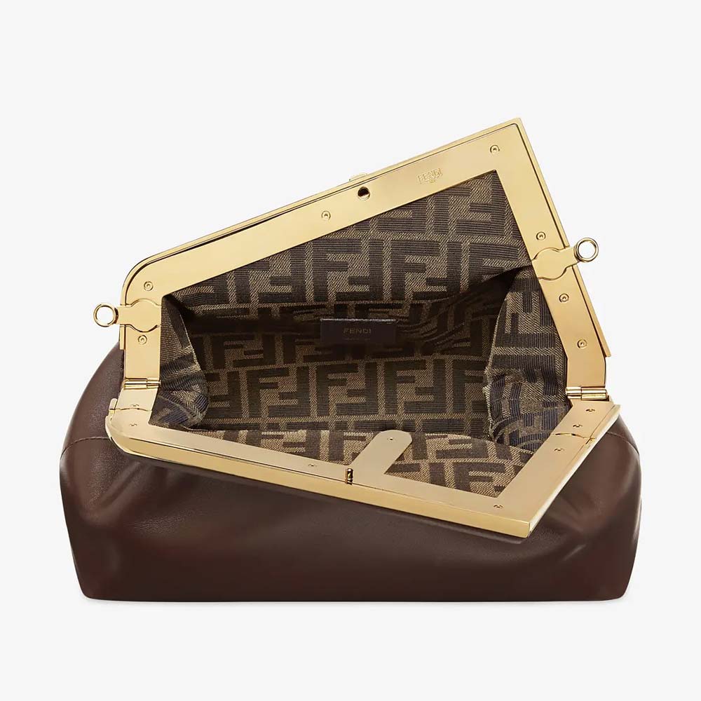 FENDI FIRST MEDIUM Dark Brown Leather Bag Fendi