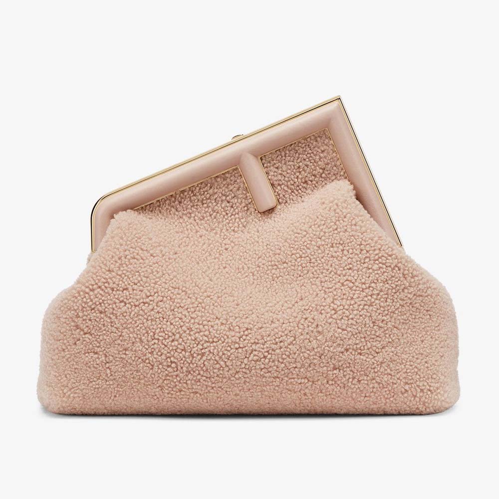 FENDI FIRST MEDIUM Pink Sheepskin Bag Fendi
