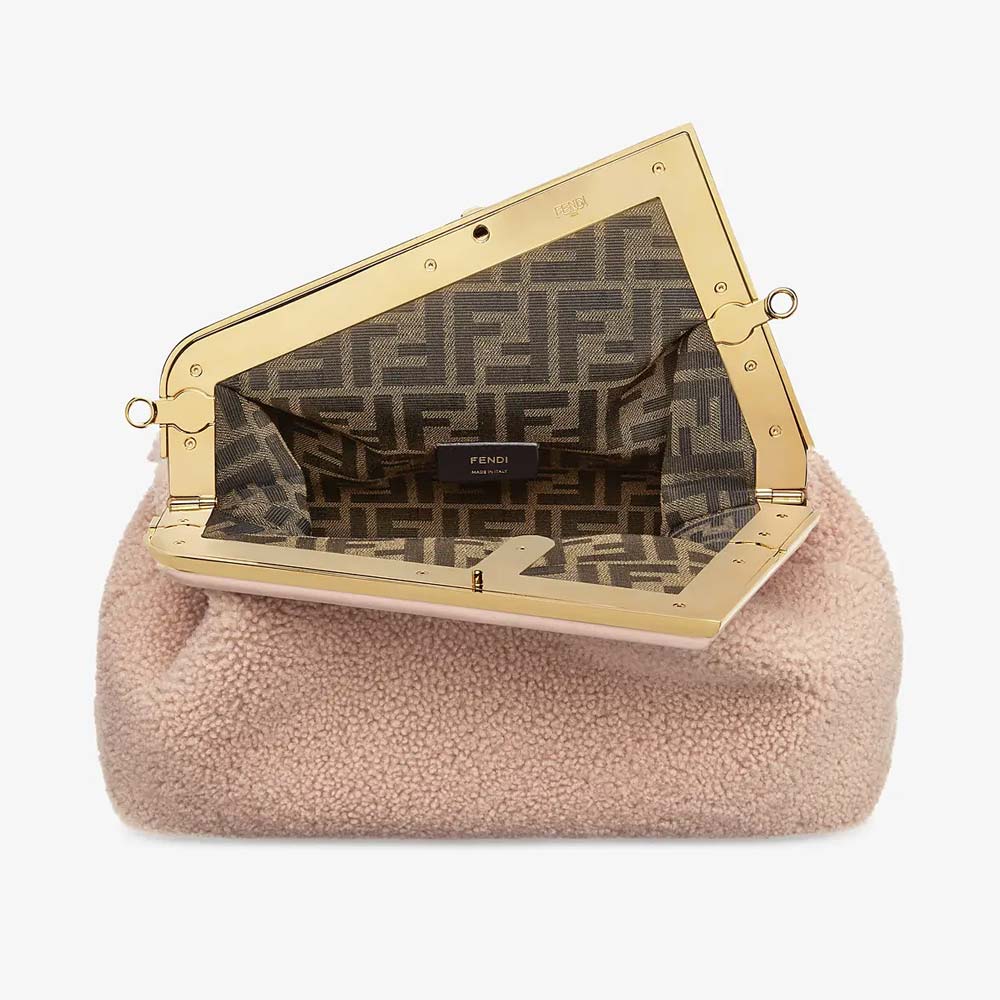 FENDI FIRST MEDIUM Pink Sheepskin Bag Fendi