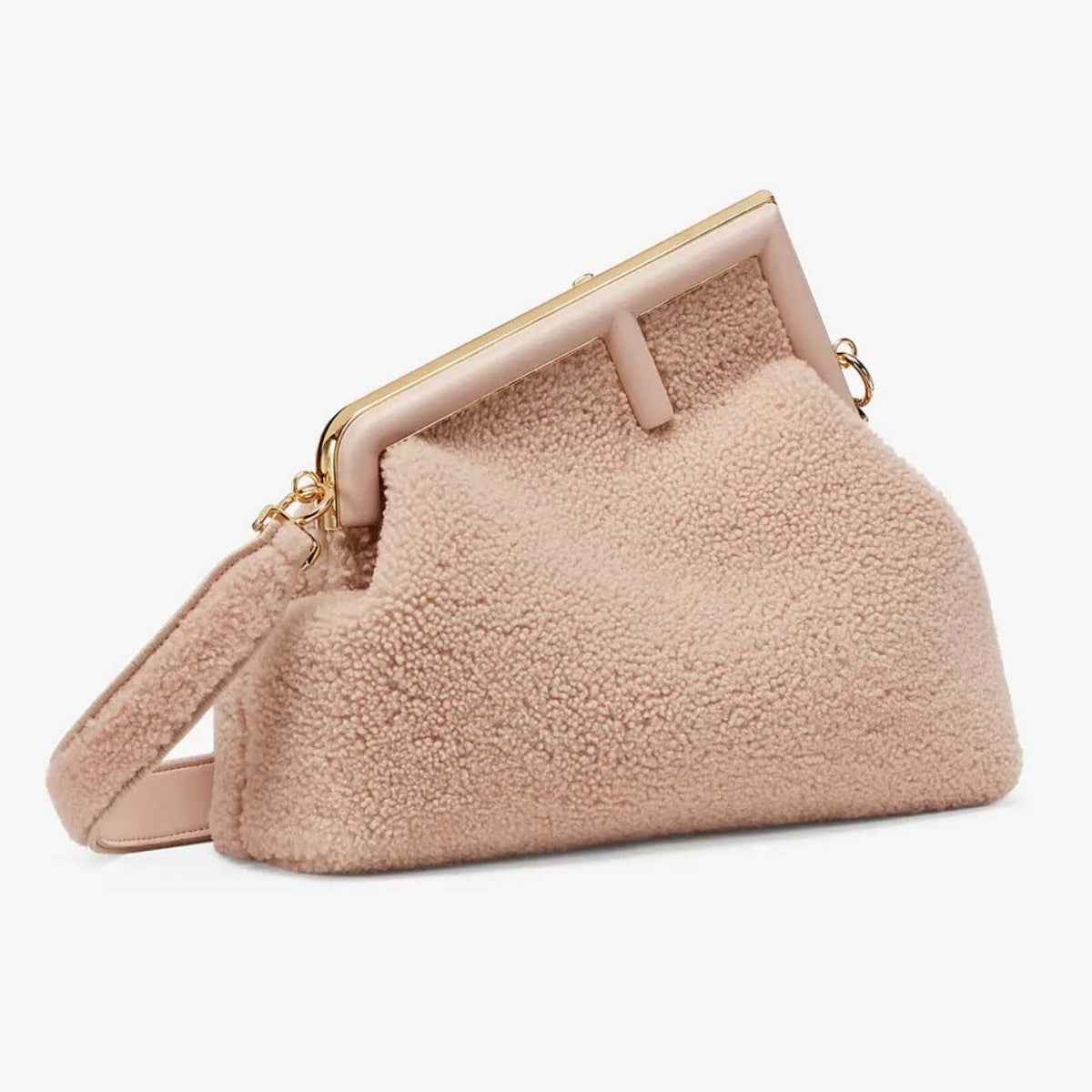 FENDI FIRST MEDIUM Pink Sheepskin Bag Fendi