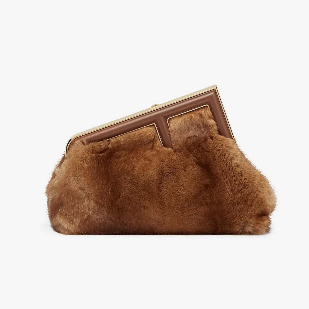 FENDI FIRST SMALL Brown Mink Bag Fendi