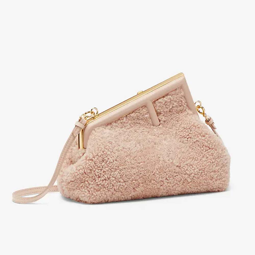 FENDI FIRST SMALL Pink Sheepskin Bag Fendi