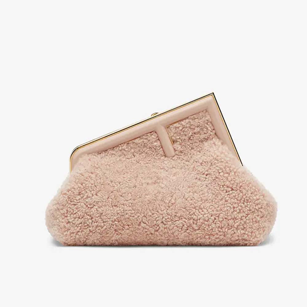 FENDI FIRST SMALL Pink Sheepskin Bag Fendi