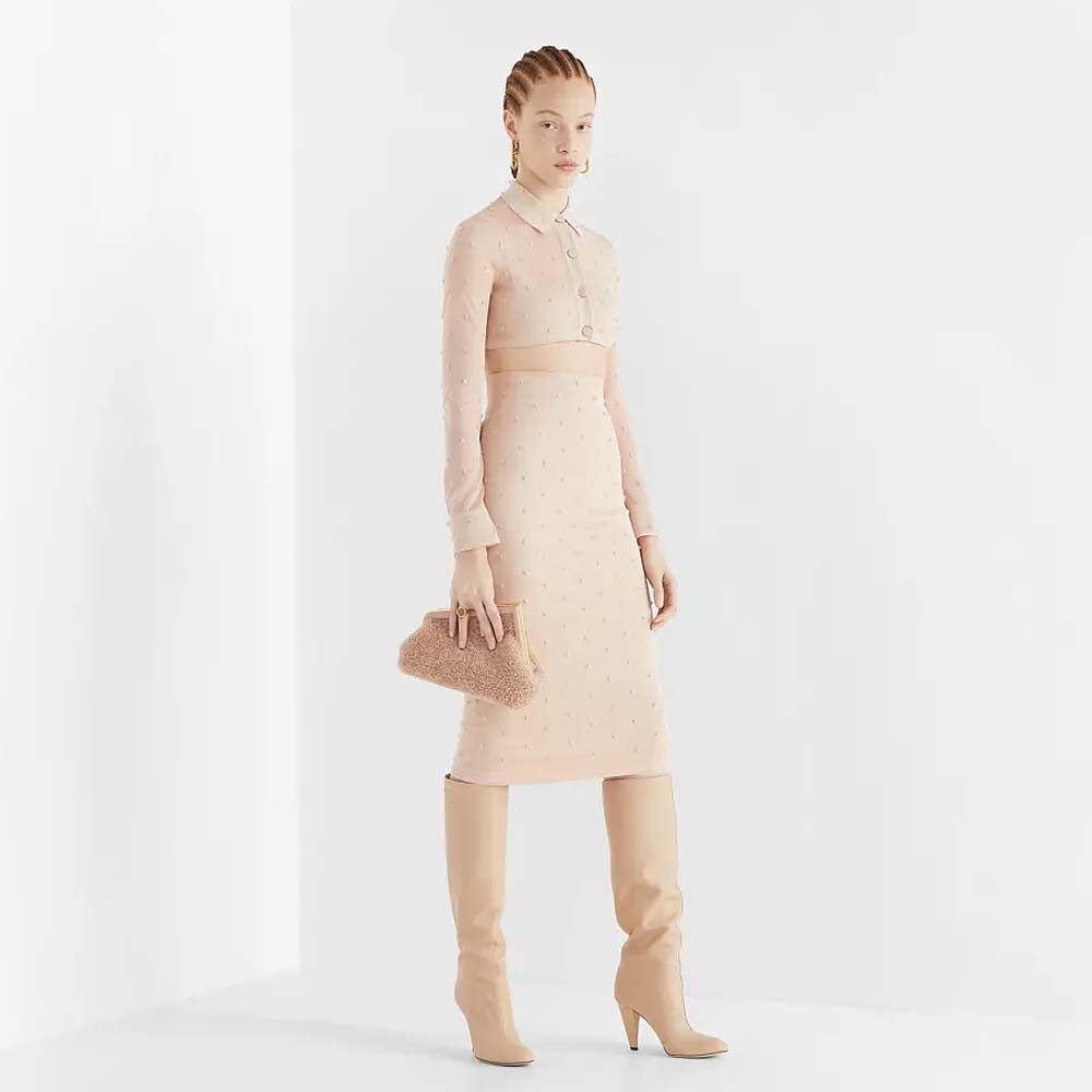 FENDI FIRST SMALL Pink Sheepskin Bag Fendi
