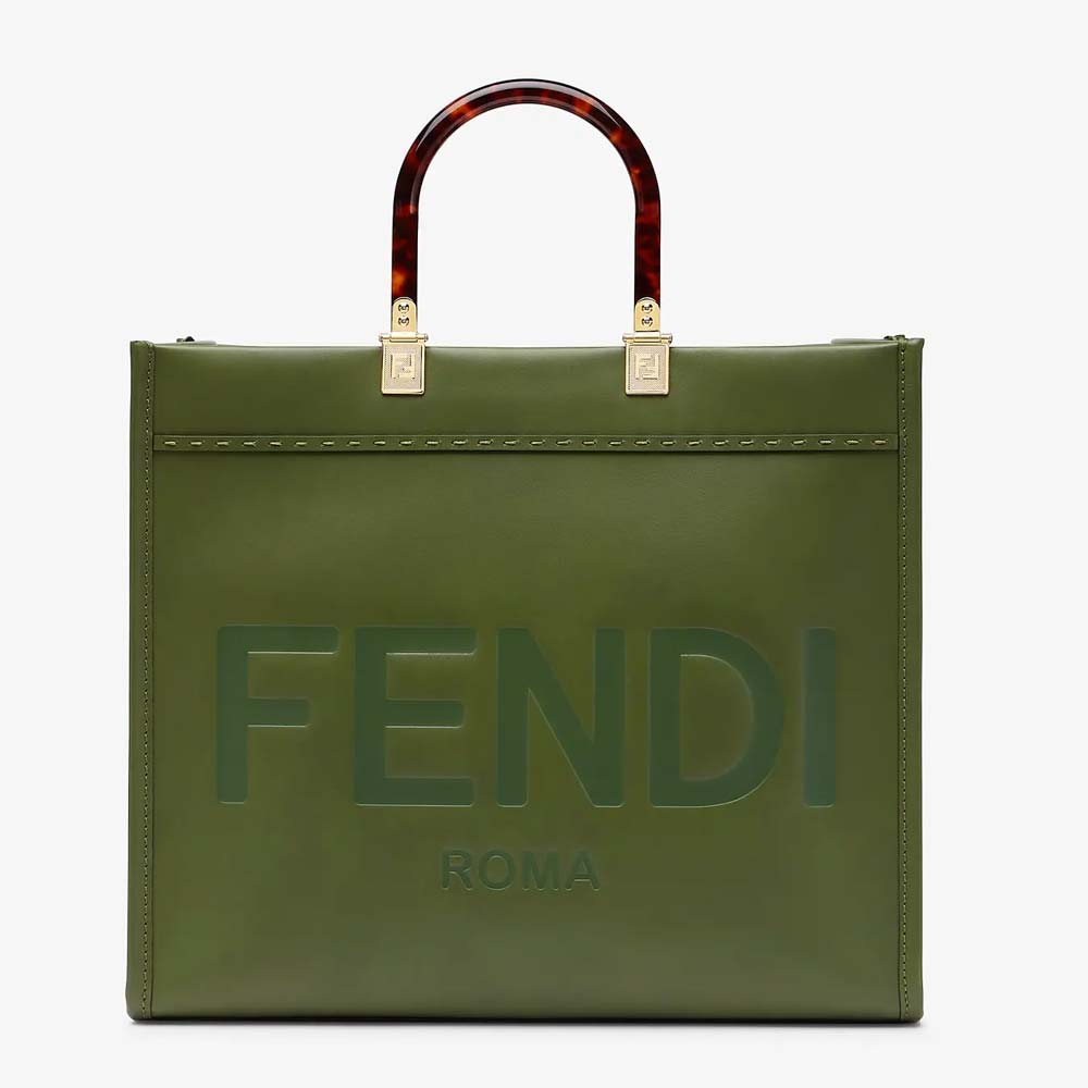 FENDI SUNSHINE MEDIUM Green Leather Bag Fendi