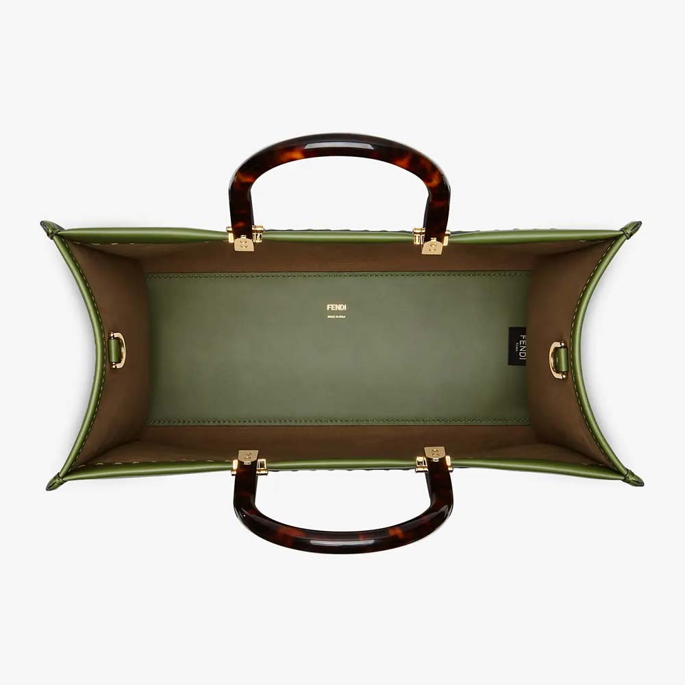 FENDI SUNSHINE MEDIUM Green Leather Bag Fendi