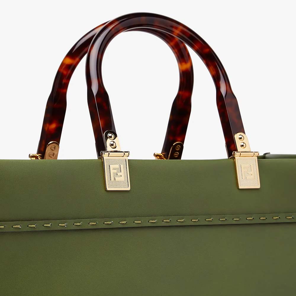 FENDI SUNSHINE MEDIUM Green Leather Bag Fendi