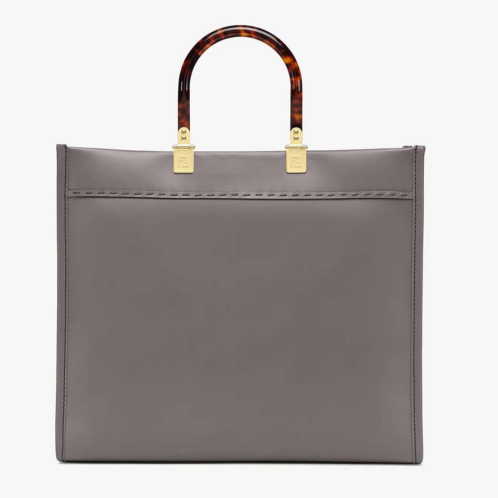FENDI SUNSHINE MEDIUM Grey Leather Shopper Fendi