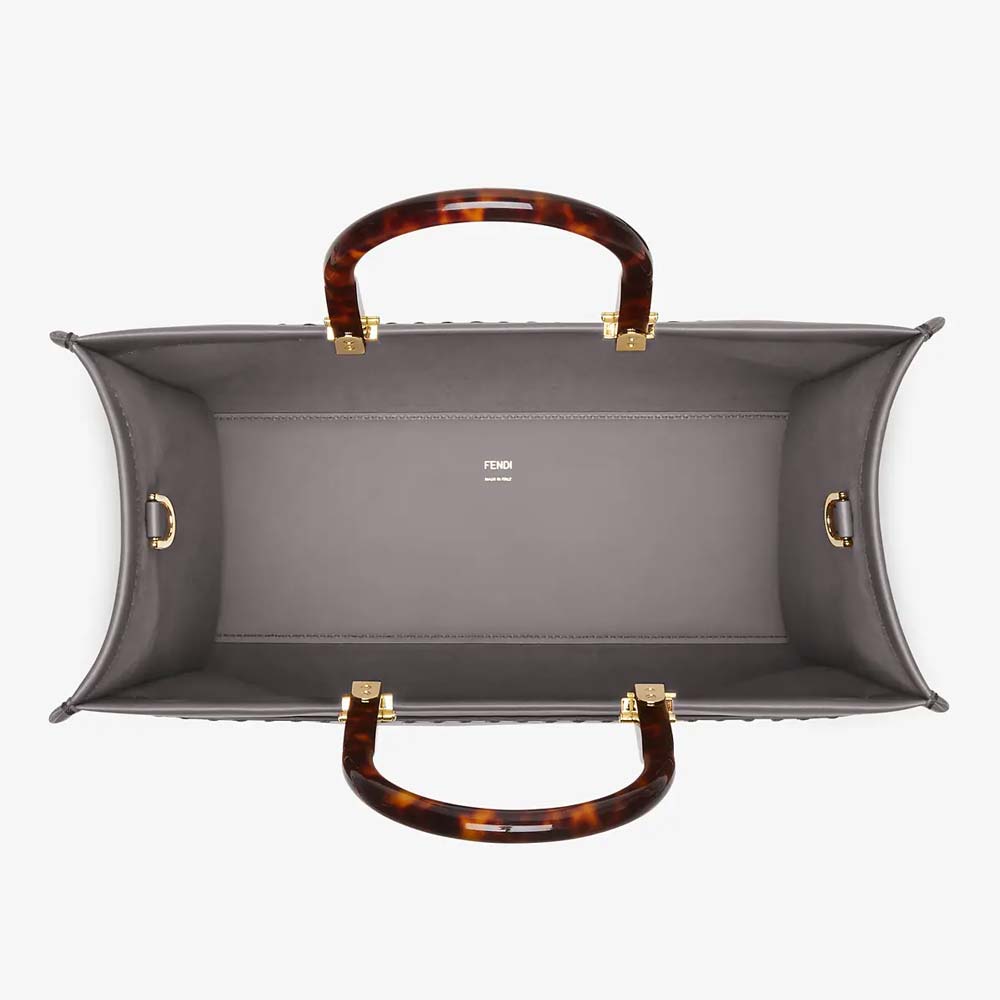 FENDI SUNSHINE MEDIUM Grey Leather Shopper Fendi
