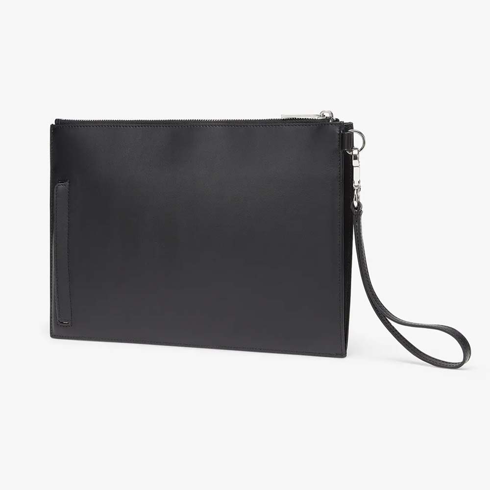 FLAT POUCH Black Leather Bag Fendi