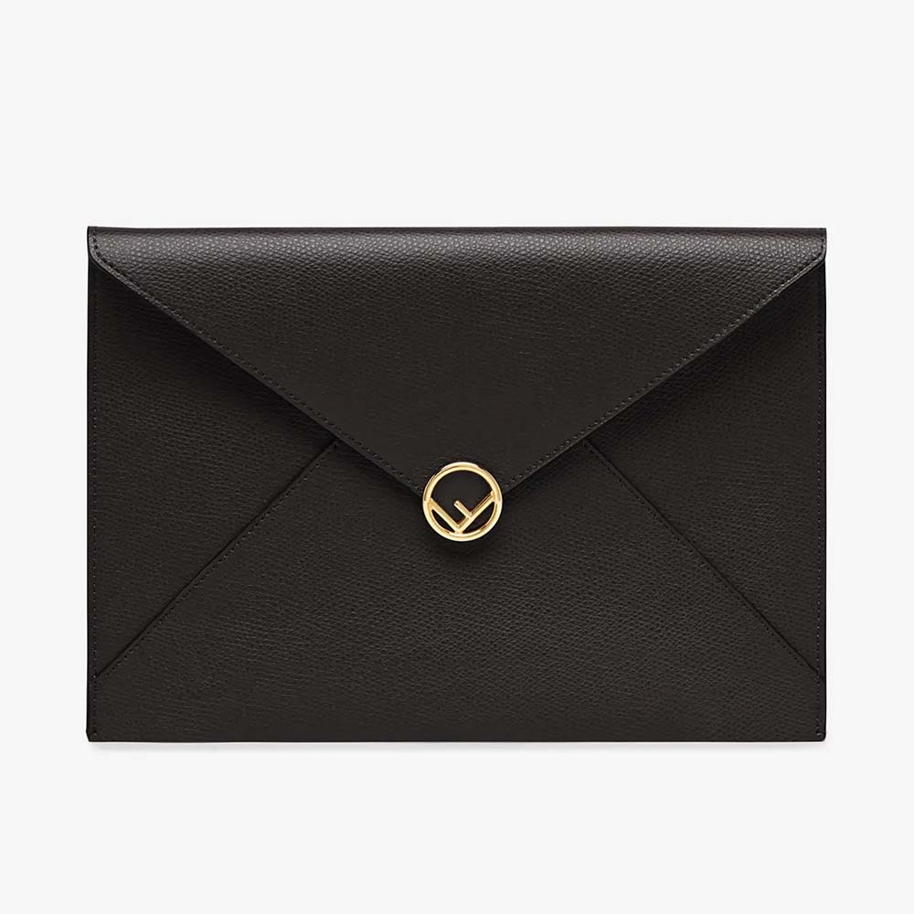 FLAT POUCH LARGE Black Leather Ppouch Fendi