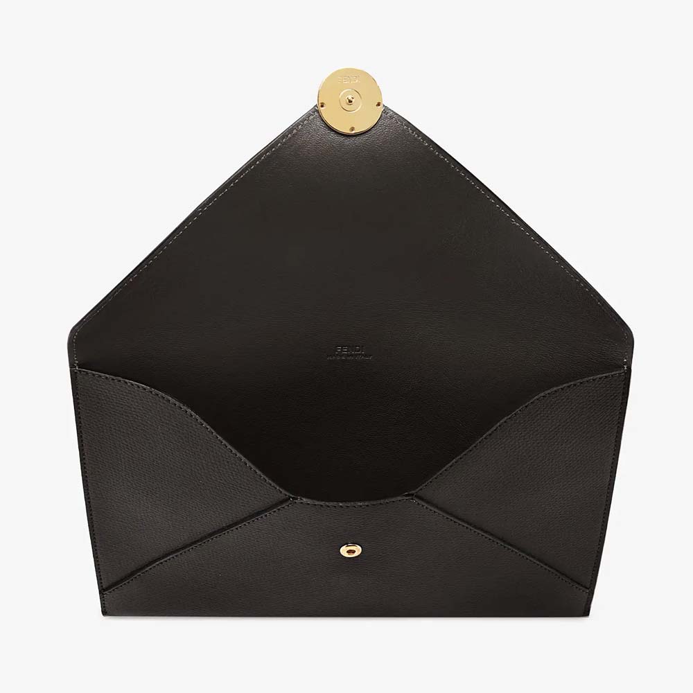 FLAT POUCH LARGE Black Leather Ppouch Fendi