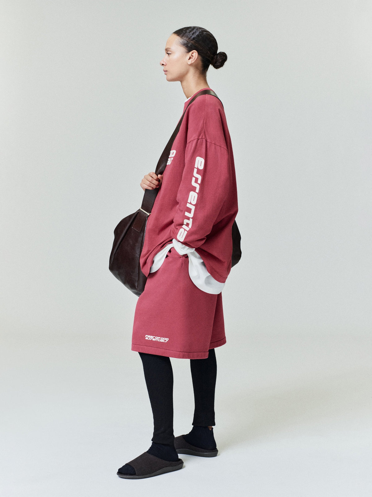 Fear of God Essentials 90s Oversized Long Sleeve Logo Tee BagAg