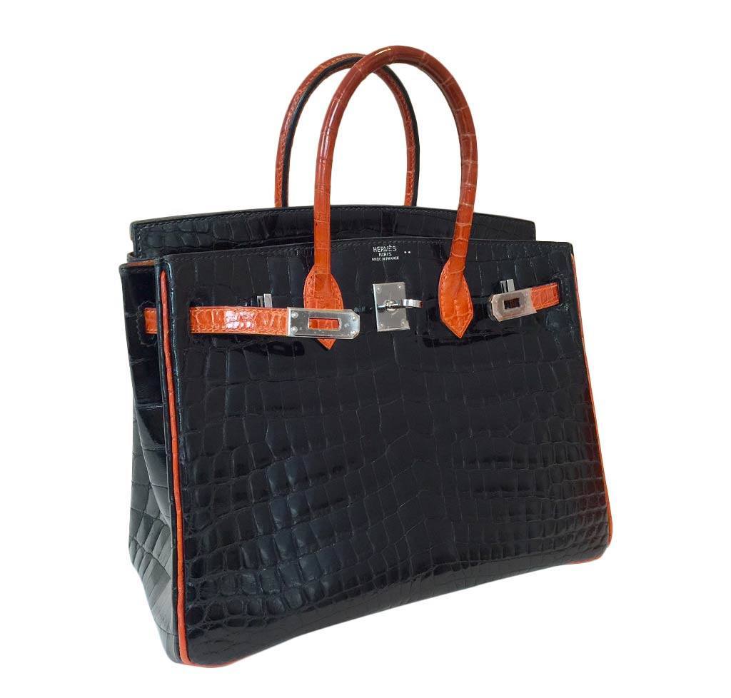 Hermès  Bi-Color Birkin Crocodile Bag 25cm Crowned Bag