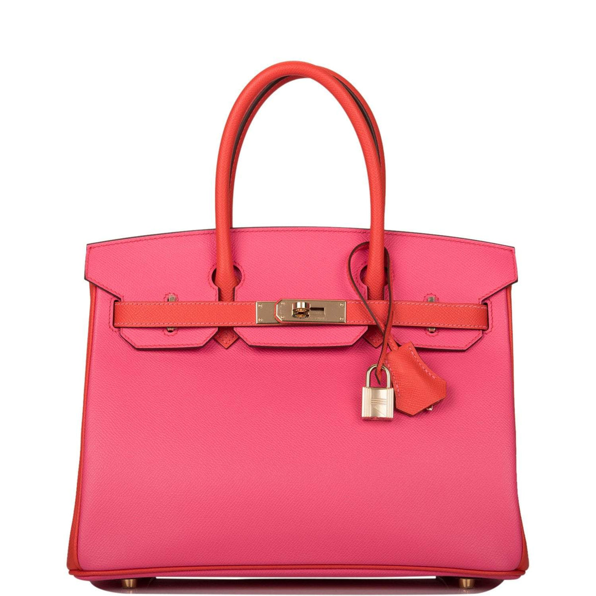 Hermes Birkin 30cm Bi-Color Rose Azalee and Feu Epsom Permabrass Hardware Hermes