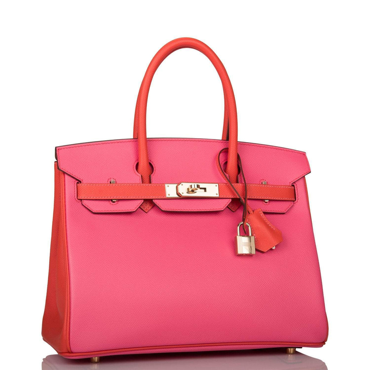 Hermes Birkin 30cm Bi-Color Rose Azalee and Feu Epsom Permabrass Hardware Hermes