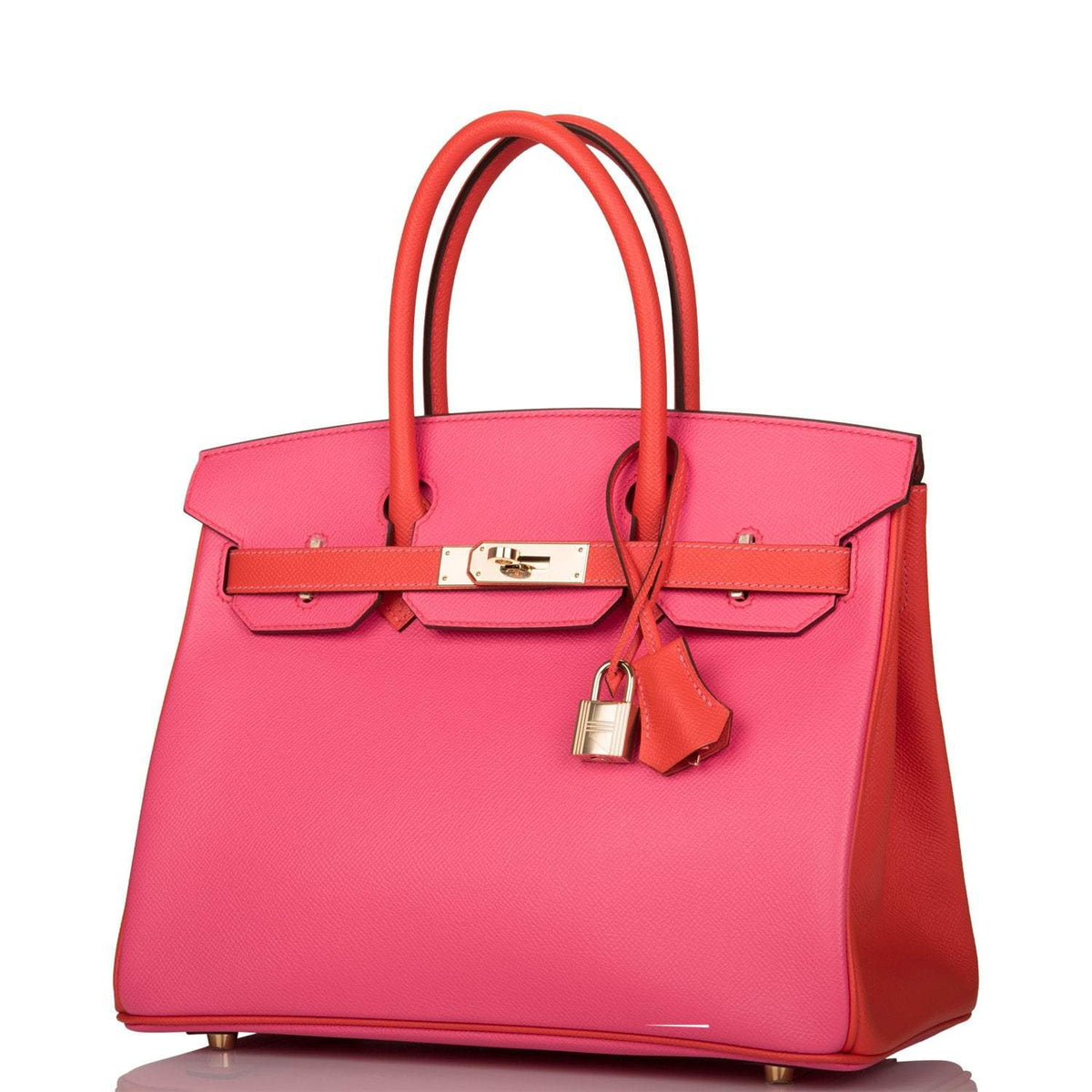 Hermes Birkin 30cm Bi-Color Rose Azalee and Feu Epsom Permabrass Hardware Hermes