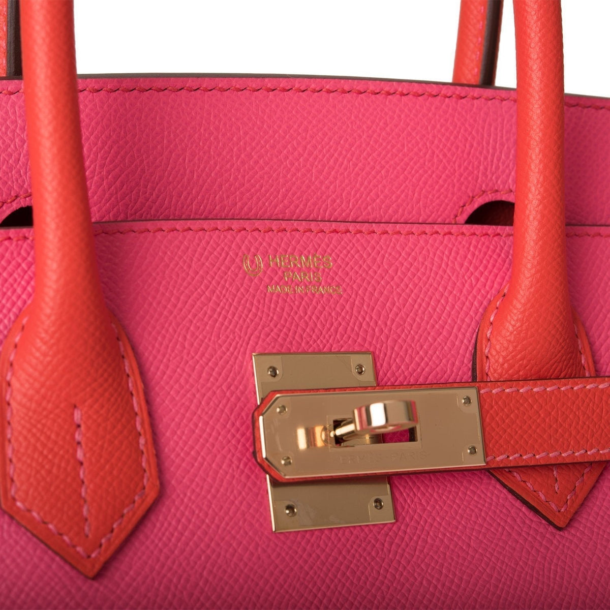 Hermes Birkin 30cm Bi-Color Rose Azalee and Feu Epsom Permabrass Hardware Hermes