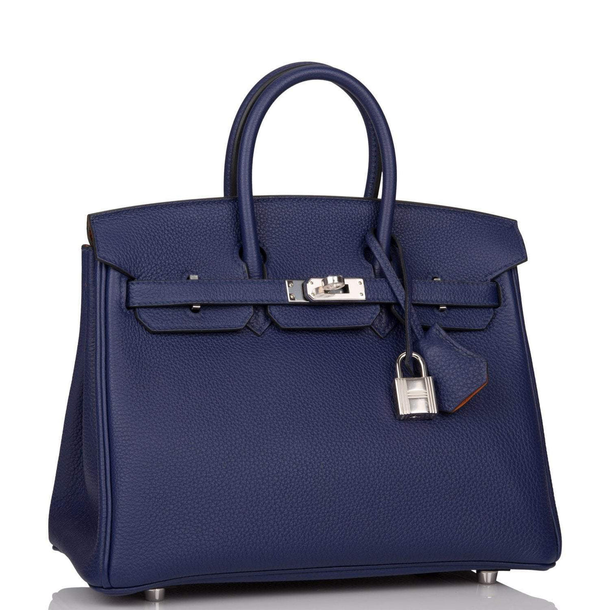 Hermes Bleu Encre Verso Togo Birkin 25cm Palladium Hardware BagAg