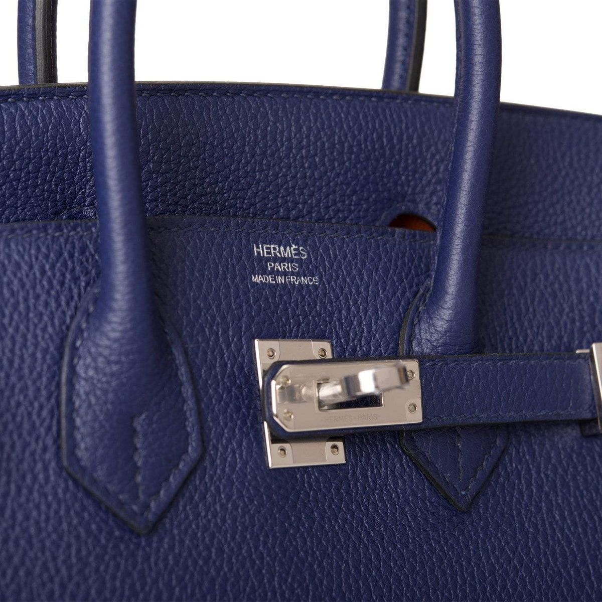 Hermes Bleu Encre Verso Togo Birkin 25cm Palladium Hardware BagAg
