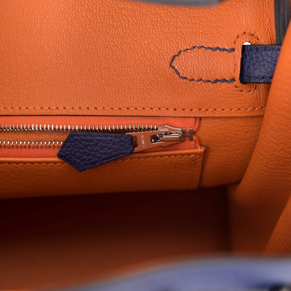 Hermes Bleu Encre Verso Togo Birkin 25cm Palladium Hardware BagAg