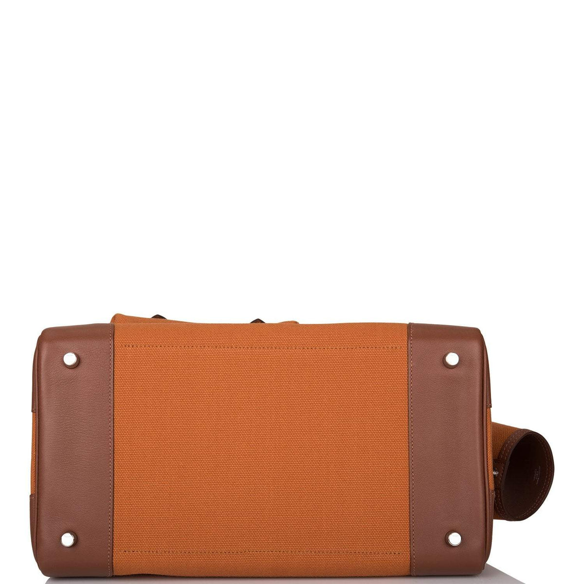 Hermes Marron Inde Swift and Gold Toile Canvas "Cargo" Birkin 35cm Palladium Hardware Crowned Bag