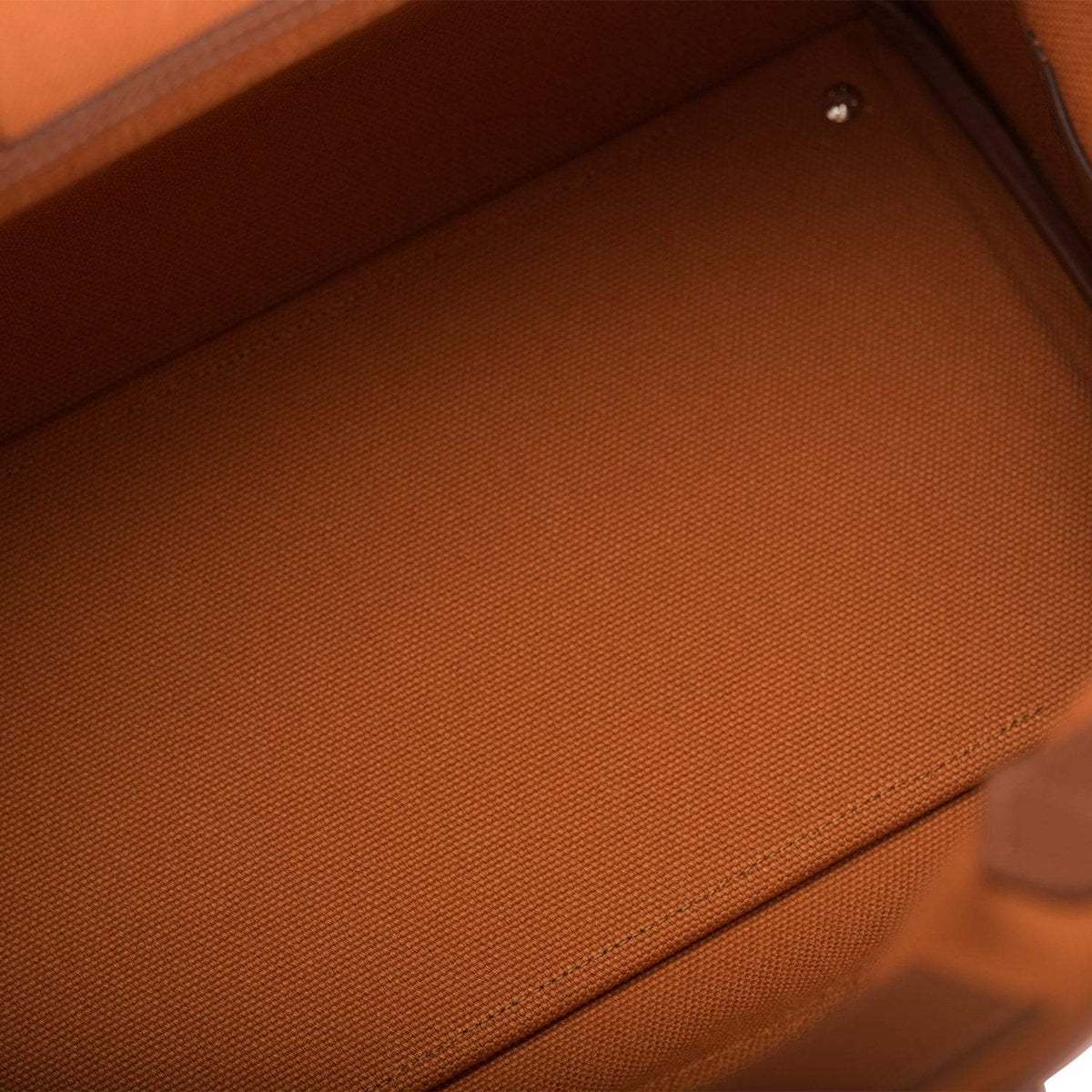 Hermes Marron Inde Swift and Gold Toile Canvas "Cargo" Birkin 35cm Palladium Hardware Crowned Bag