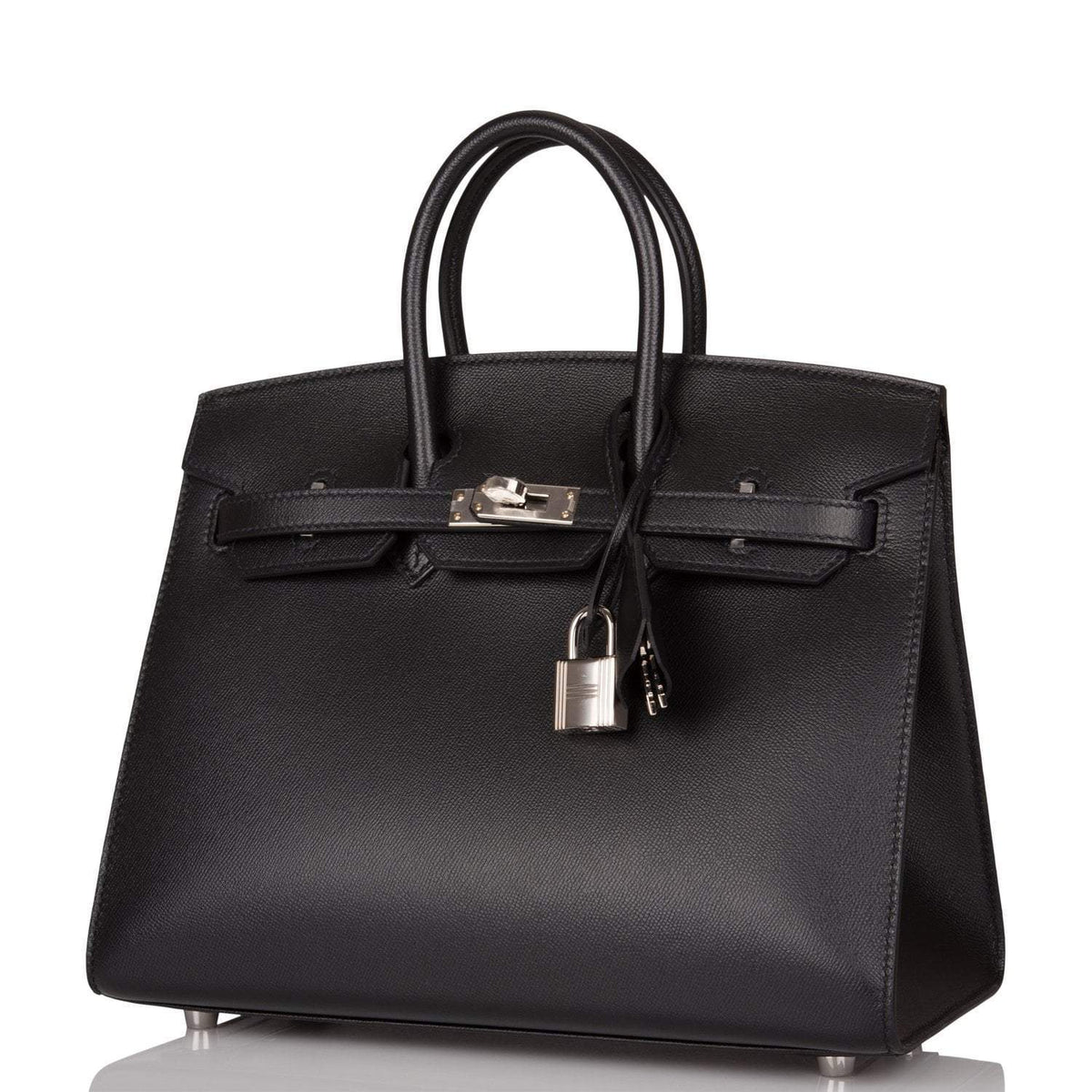 Hermes Birkin Sellier 25 Black Veau Madame Palladium Hardware