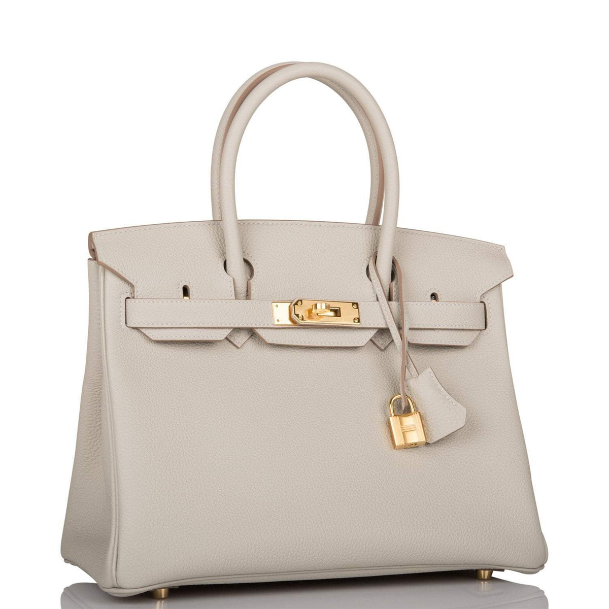 Hermes Gris Perle Togo Birkin 30cm Gold Hardware BagAg