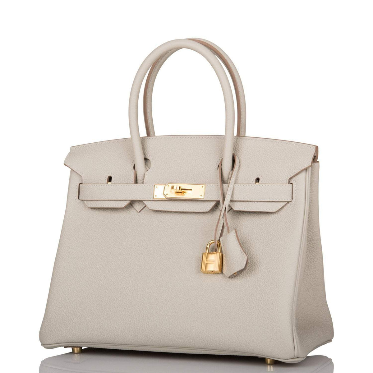 Hermes Gris Perle Togo Birkin 30cm Gold Hardware BagAg