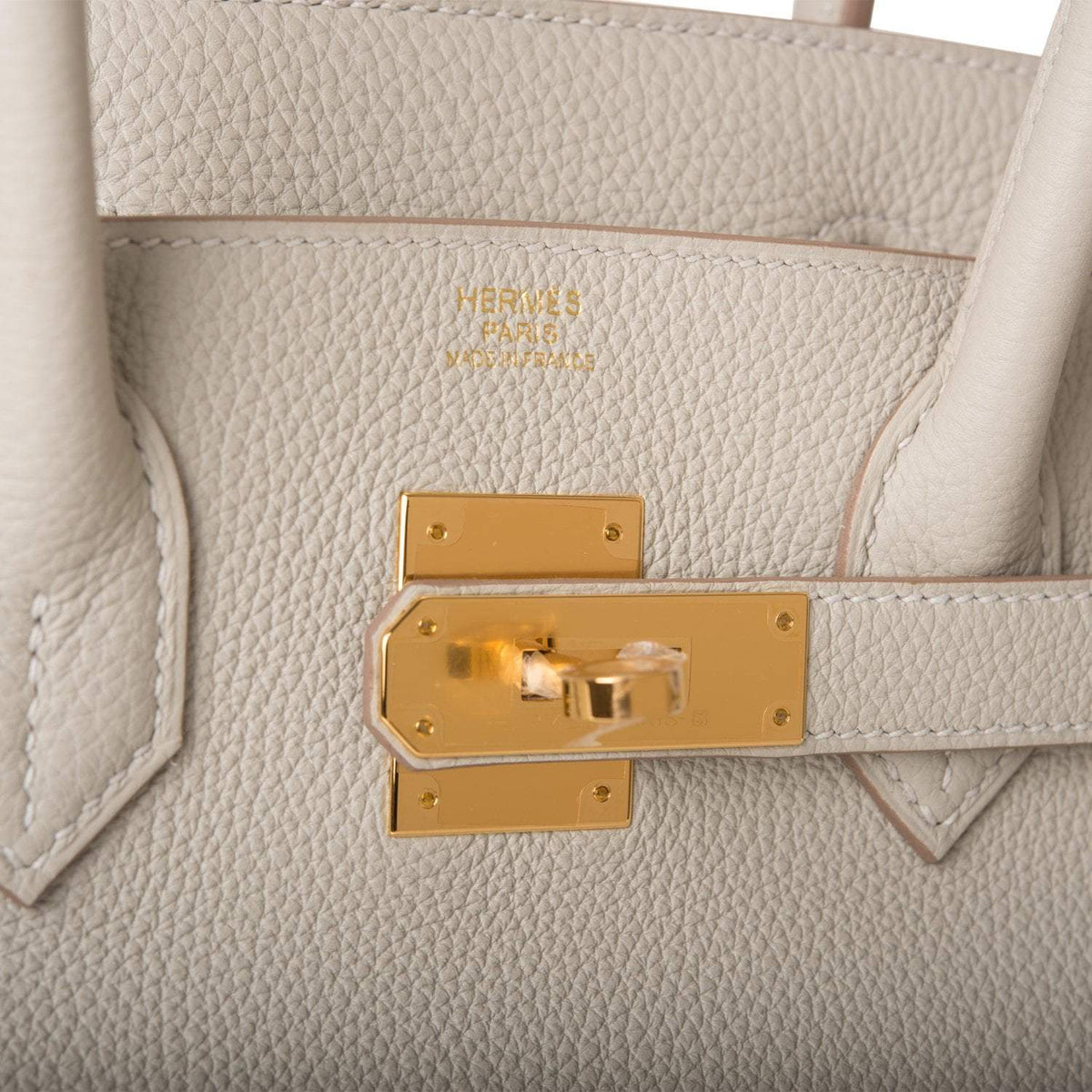 Hermes Gris Perle Togo Birkin 30cm Gold Hardware BagAg