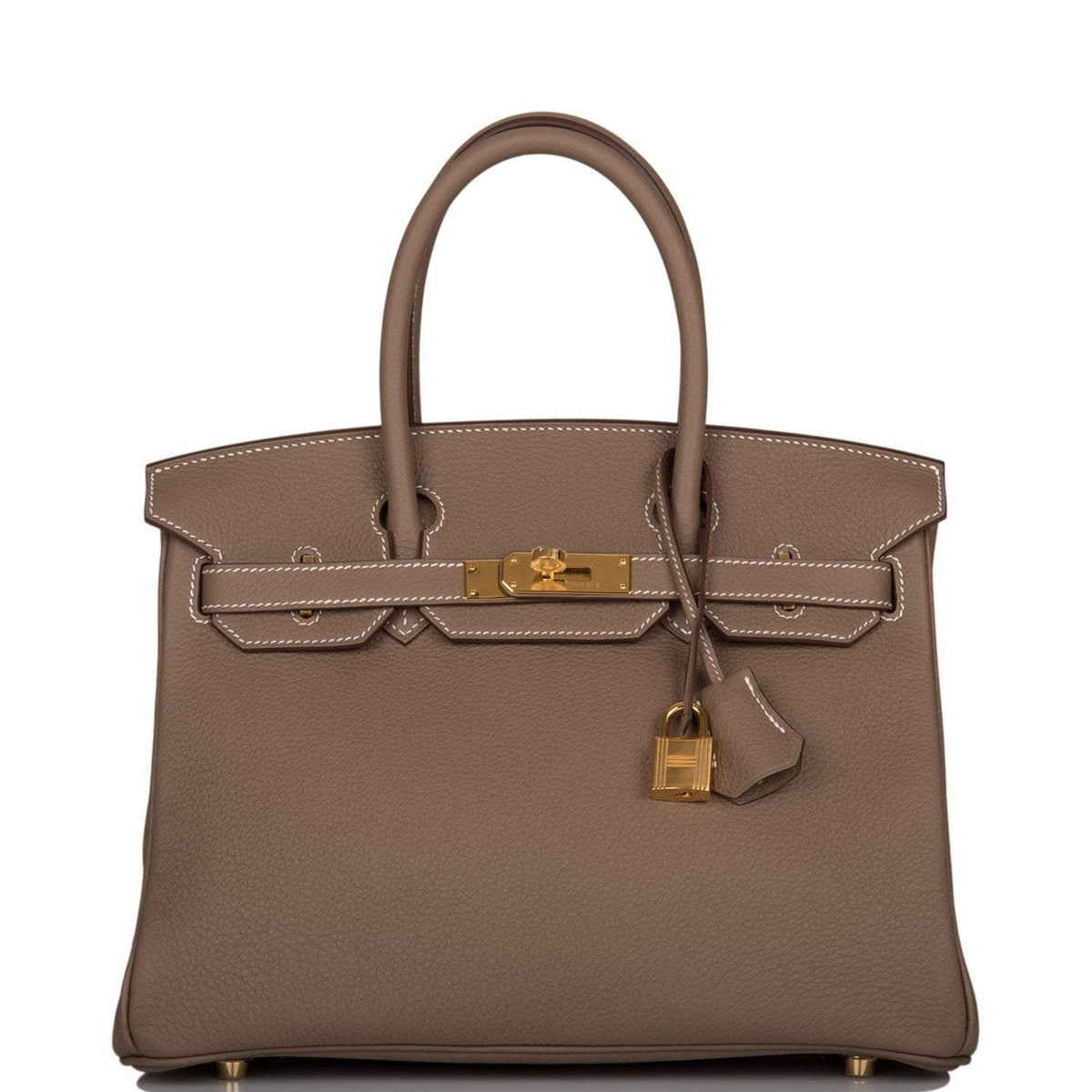 Hermes Etoupe Togo Birkin 30cm Gold Hardware BagAg