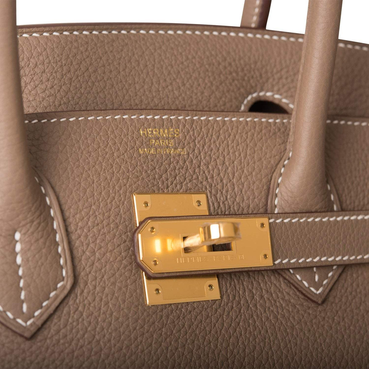 Hermes Etoupe Togo Birkin 30cm Gold Hardware BagAg