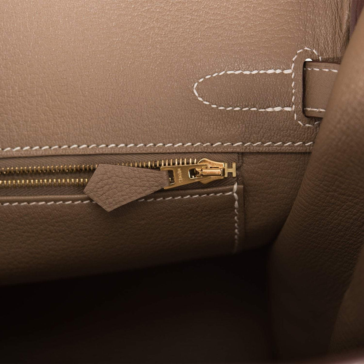 Hermes Etoupe Togo Birkin 30cm Gold Hardware BagAg