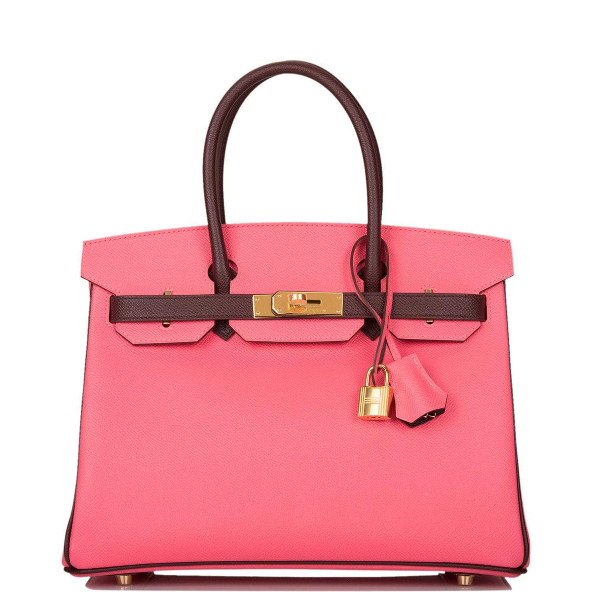 Hermes Birkin 30cm Bi-Color Rose Azalee and Bordeaux Epsom Gold Hardware Hermes
